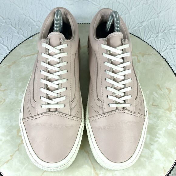 Vans Old Skool Sneakers Women 9.5 Pink Leather Classic Low Top Skate Retro Shoes - Picture 5 of 13